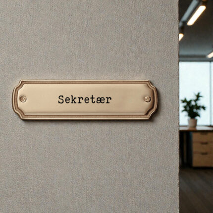 Støbte messing skilte til kontor