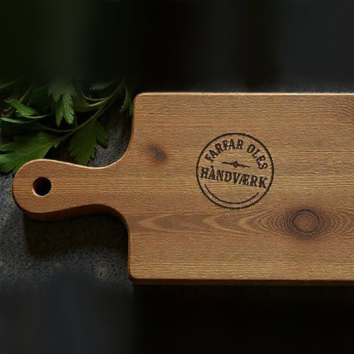 Brændestempel til skærebræt og madvarer